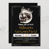 ヴィンテージシンプルハローウィンパーティゴシックスカル 招待状 (正面/裏面)