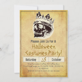 ヴィンテージシンプルハローウィンパーティゴシックスカル 招待状