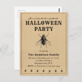 ヴィンテージシンプルハローウィンパーティ招待状 ポストカード (正面/裏面)