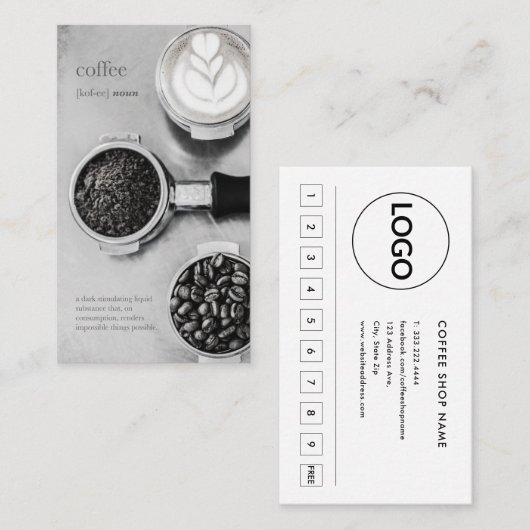 ヴィンテージシンプルバリスタ豆コーヒープログラム ロイヤリティカード (正面/裏面)