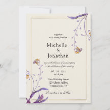 ヴィンテージシンプルパープルフラワークリスチャン結婚ズ