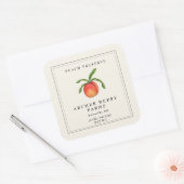 ヴィンテージシンプルピーチ保存ジャムジャムジャールラベル スクエアシール (封筒)