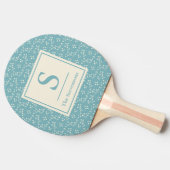ヴィンテージシンプルブルーフローラルパターンモノグラム名 卓球ラケット (横)