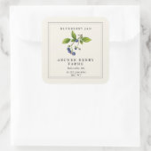 ヴィンテージシンプルブルーベリージャム瓶ラベル スクエアシール (バッグ)