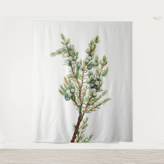 ヴィンテージシンプルボタニカルマウンテンジュニパー タペストリー (正面)
