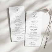 ヴィンテージシンプルモノグラム結婚クレストのディナーメニュー メニュー