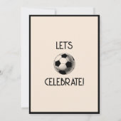 ヴィンテージシンプルレトロブラックサッカー誕生日 招待状 (裏面)