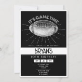 ヴィンテージシンプルレトロホワイトサッカー誕生日 招待状 (正面)