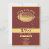 ヴィンテージシンプルレトロ金ゴールドサッカー誕生日 招待状 (正面)