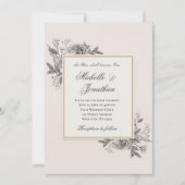 ヴィンテージシンプル手描きフローラクリスチャン結婚ズ 招待状 (正面)