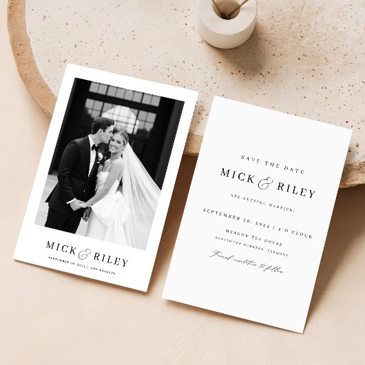 ヴィンテージシンプル文字と写真結婚ズ セーブザデート