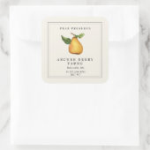 ヴィンテージシンプルPear Preserve Jam Jarラベル スクエアシール (バッグ)