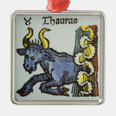 ヴィンテージシンボルや象徴の〔占星術の〕十二宮図、アンティークTaurus Bull メタルオーナメント (正面)