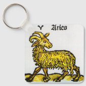 ヴィンテージシンボルや象徴の〔占星術の〕十二宮図、牡羊座のラム キーホルダー (正面)