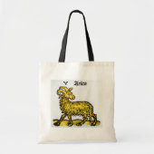 ヴィンテージシンボルや象徴の〔占星術の〕十二宮図、牡羊座のラム トートバッグ (正面)