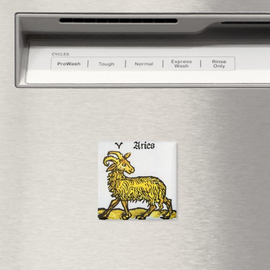 ヴィンテージシンボルや象徴の〔占星術の〕十二宮図、牡羊座のラム マグネット (インサイチュ (食洗機))