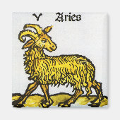 ヴィンテージシンボルや象徴の〔占星術の〕十二宮図、牡羊座のラム マグネット (正面)