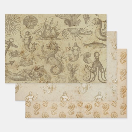 ヴィンテージシークリーシズトリオ ラッピングペーパーシート (セット)