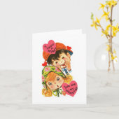 ヴィンテージシークレットバレンタイン カード (黄色い花)