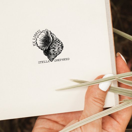 ヴィンテージシーコンチブックエクスリブリ ラバースタンプ