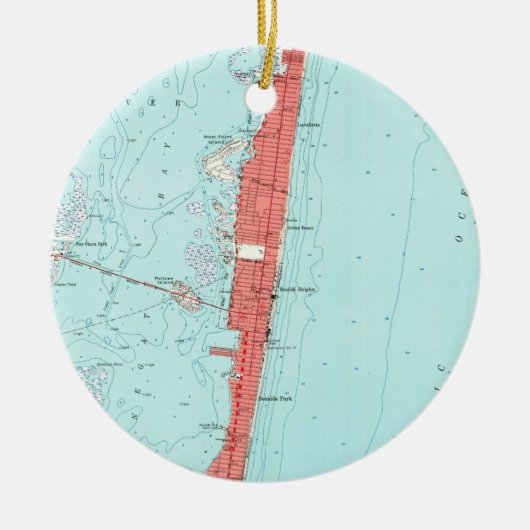 ヴィンテージシーサイドハイツNJの地図(1953) セラミックオーナメント (正面)