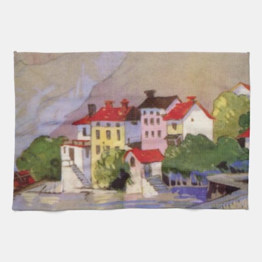 ヴィンテージシーサイドビレッジイタリア観光 キッチンタオル (横)