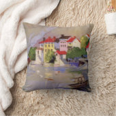 ヴィンテージシーサイドビレッジイタリア観光 クッション (ブランケット)