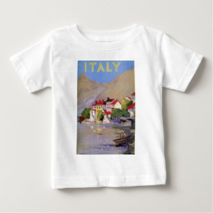 ヴィンテージシーサイドビレッジイタリア観光 ベビーTシャツ