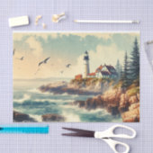 ヴィンテージシーサイドライトハウス&ロッキーコースト 薄葉紙 (クラフト)