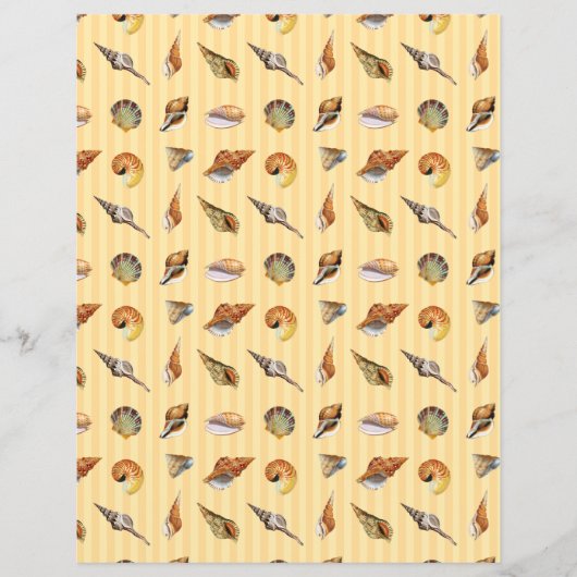 ヴィンテージシーシェルスクラップブック紙サンドストライプ (正面)