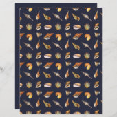 ヴィンテージシーシェルスクラップブック紙ネイビー (正面/裏面)