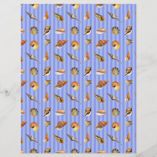 ヴィンテージシーシェルスクラップブック紙ペリウィンクルストライプ (正面)