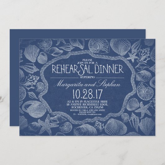 ヴィンテージシーシェル航海のビーチリハーサル 招待状 (正面/裏面)