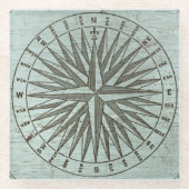 ヴィンテージシーシャンティ | Steampunk Compass Ephemera ガラスコースター (正面)