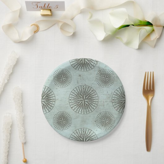 ヴィンテージシーシャンティ | Steampunk Compass Ephemera ペーパープレート (ウェディング)