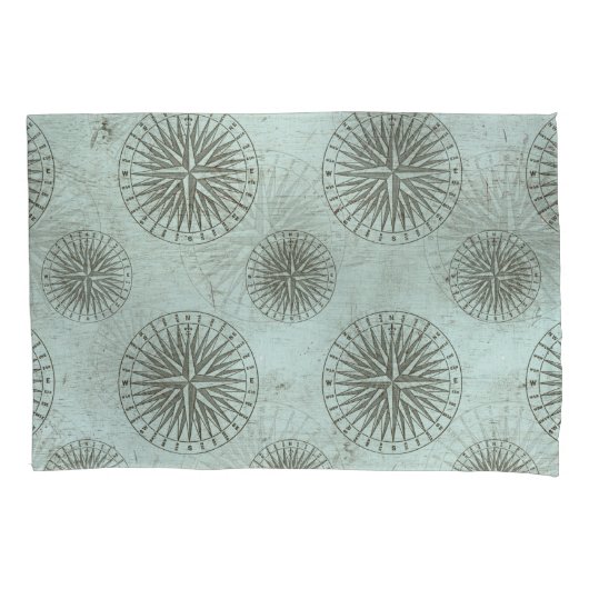 ヴィンテージシーシャンティ | Steampunk Compass Ephemera 枕カバー (正面)