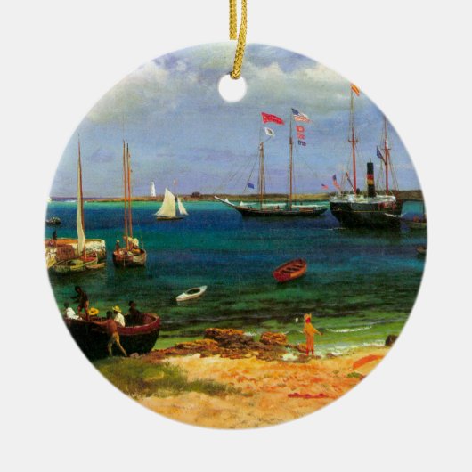 ヴィンテージシースケープナッサウ港バイビエルシュタット セラミックオーナメント (正面)