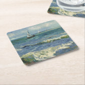 ヴィンテージシースケープLes Saintes-Maries-de-la-Mer付近 スクエアペーパーコースター (アングル)