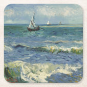 ヴィンテージシースケープLes Saintes-Maries-de-la-Mer付近 スクエアペーパーコースター (正面)