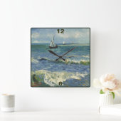 ヴィンテージシースケープLes Saintes-Maries-de-la-Mer付近 スクエア壁時計 (ホーム)