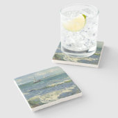 ヴィンテージシースケープLes Saintes-Maries-de-la-Mer付近 ストーンコースター (横)