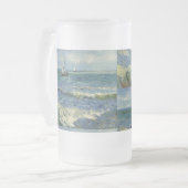 ヴィンテージシースケープLes Saintes-Maries-de-la-Mer付近 フロストグラスビールジョッキ (正面左)