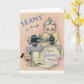 ヴィンテージシーストレス及び子犬誕生日カード カード (黄色い花)