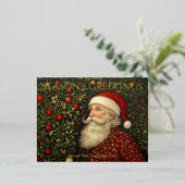 ヴィンテージシーズングリーティングクリスマスツリーサンタアート 箔シーズンポストカード (立ち正面)