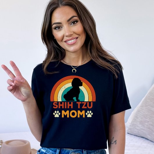 ヴィンテージシーズー(犬)TZUドッグママサンセット Tシャツ