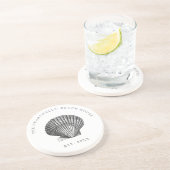 ヴィンテージシーセルイラストレーションネームビーチハウス コースター (側面)