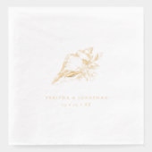 ヴィンテージシーセル結婚沿岸 箔ナプキン (正面)