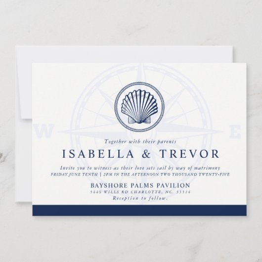 ヴィンテージシーセル |航海のテーマ結婚ズ 招待状 (正面)