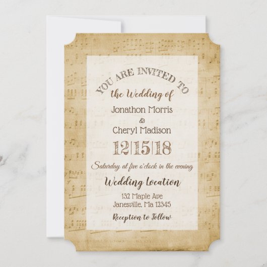 ヴィンテージシートミュージカル結婚の 招待状 (正面)