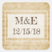 ヴィンテージシートミュージックパーソナライズされたシール スクエアシール (正面)